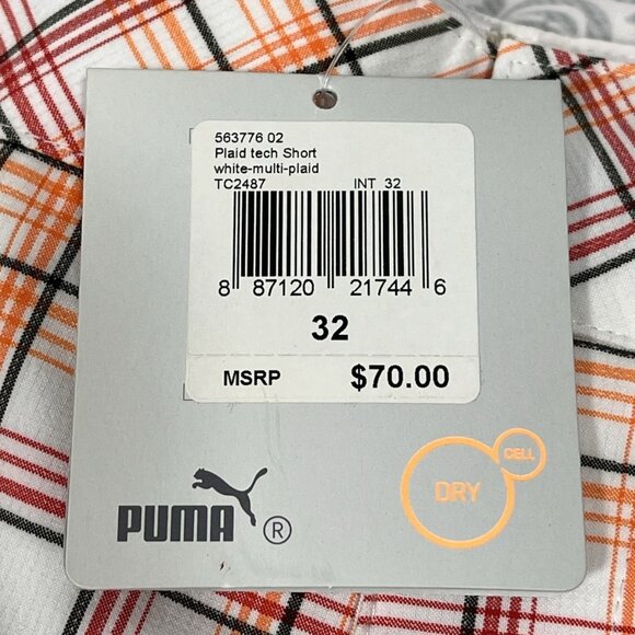 PUMA DryCELL Plaid Tech Golf Shorts White Multi Color Size 32 NWT Performance - Picture 3 of 15